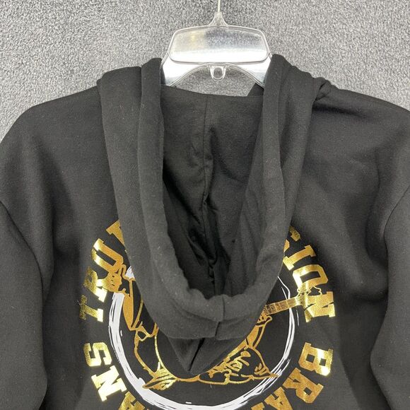 True Religion Full Zip Hoodie Mens Medium Black Gold Big logo Sweatshirt - Picture 12 of 16